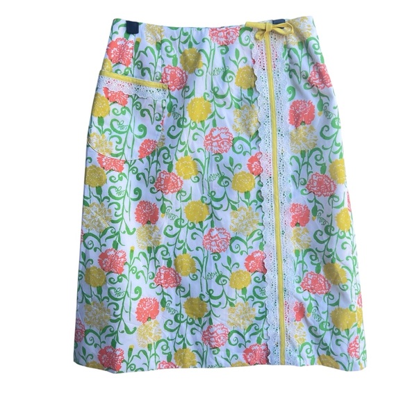 Pristine Vintage the Lilly by Lilly Pulitzer carnation 70s knee skirt pockets 10